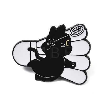 Cat with Badminton Sport Enamel Pins LS-JEWB-I052-05EB-02-1