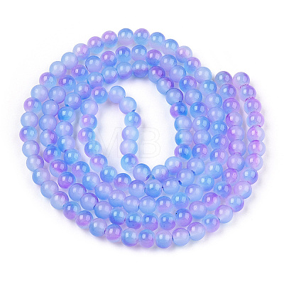 Baking Paint Imitation Jade Glass Round Bead Strands X1-DGLA-N003-6mm-01-1
