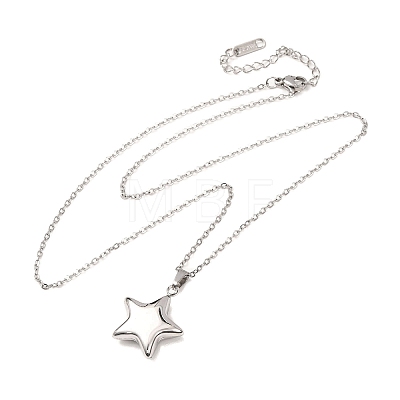 304 Stainless Steel Star Pendant Cable Chain Necklaces for Men Women NJEW-K308-02A-P-1