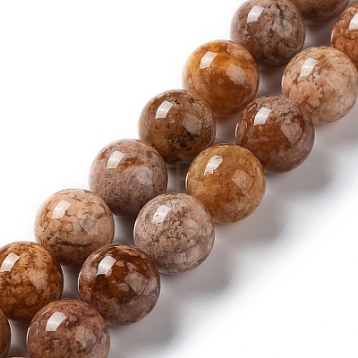 Natural Flower Agate Beads Strands G-B044-A01-04-1