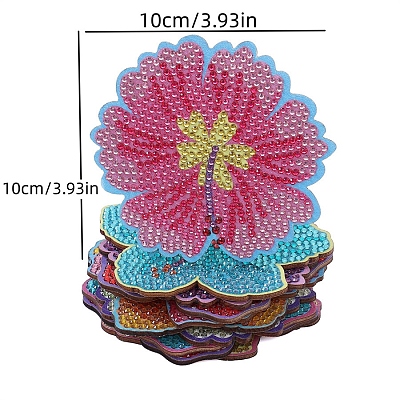 DIY 10Pcs 5D Diamond Painting Flower Cup Mat Kits PW-WG65CB8-01-1