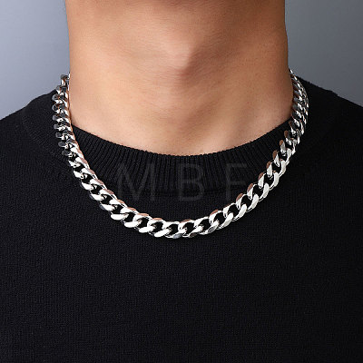 201 Stainless Steel Curb Chain Necklaces NJEW-Q336-12A-P-1