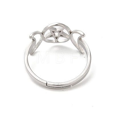 304 Stainless Steel Triple Moon Goddess Adjustable Ring RJEW-L107-025P-1