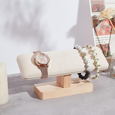 Bamboo Faux Suede T-Bar Bracelet Display Stands BDIS-WH0002-07B-1