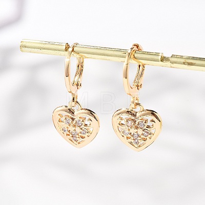 Brass Micro Pave Clear Cubic Zirconia Hoop Earrings for Women EJEW-G428-24G-02-1