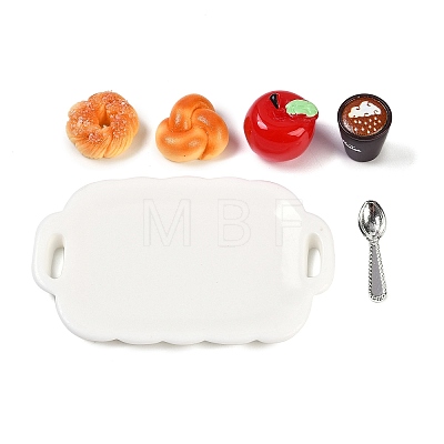 Resin Miniature Breakfast Set Ornaments DIY-H174-01J-1