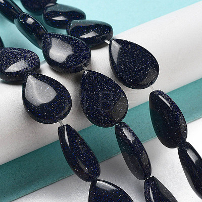 Synthetic Blue Goldstone Beads Strands G-P528-L06-01-1