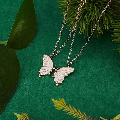 2Pcs Matching Butterfly Pendant Necklaces Set JN1033D-1-1