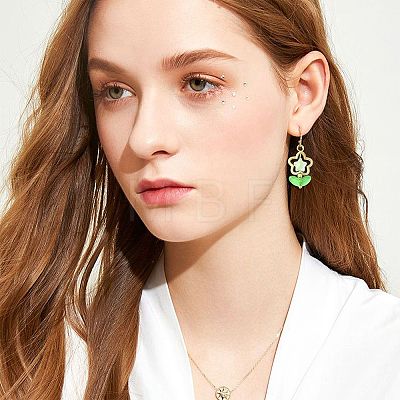 10Pcs 5 Colors Flower Glass Pendants PALLOY-FS00078-1