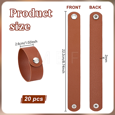 20Pcs PU Leather Wide Band Cord Bracelet BJEW-PH0004-74-1