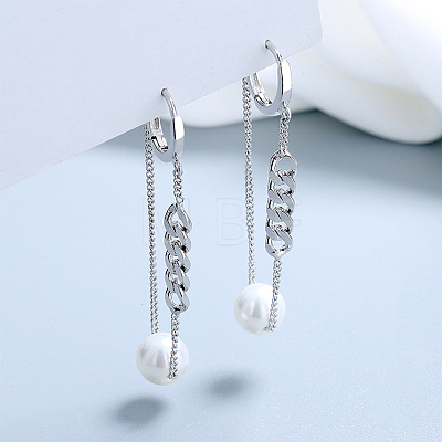 925 Sterling Silver Round with Curb Chain Hoop Earrings FS-WG0D558-01-1