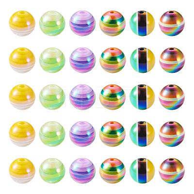 30Pcs 5 Colors Opaque Acrylic Beads MACR-TA0001-46-1