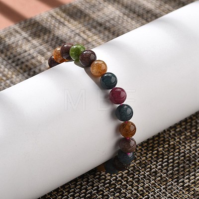 Natural Tourmaline Beaded Stretch Bracelets for Women Men BJEW-F483-03-1