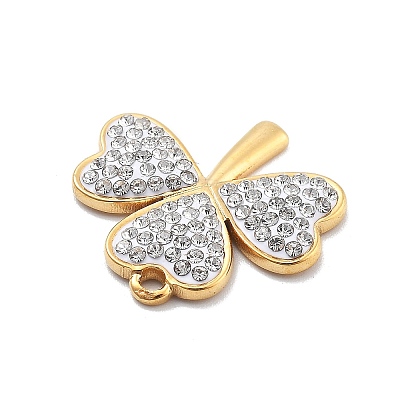304 Stainless Steel Polymer Clay Rhinestone Pendants RESI-R155-012G-07-1