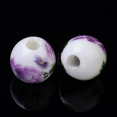 Handmade Printed Porcelain Beads PORC-Q199-8mm-01-1