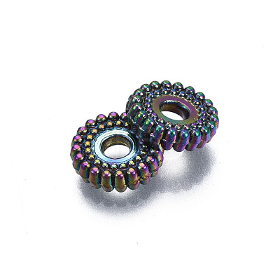 Rack Plating Rainbow Color Alloy Beads PALLOY-S180-353-1