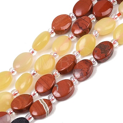 Natural Red Jasper & Lemon Jade & Synthetic Goldstone & Blue Goldstone & Blue Lace Agate Beads Strands G-Z135-A05-1
