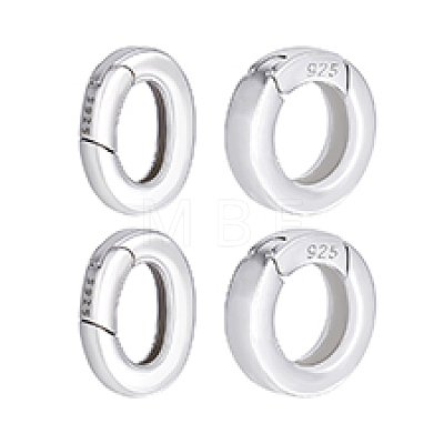 4Pcs 2 Styles 925 Sterling Silver Spring Gate Rings STER-PH0004-32S-1