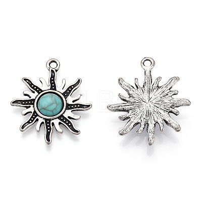 Synthetic Turquoise Pendants PALLOY-TAC0044-53AS-1