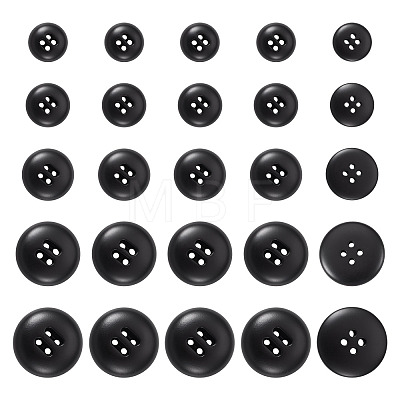 25Pcs 5 Styles 4-Hole Resin Buttons BUTT-TA0001-49-1