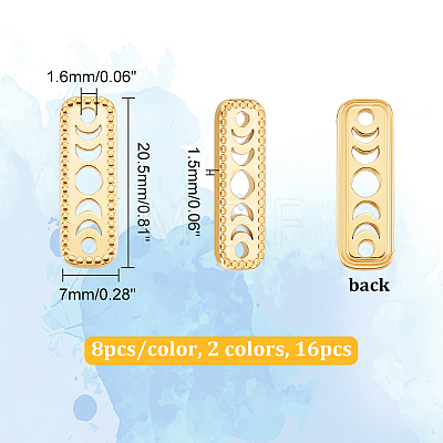Unicraftale 16Pcs 2 Colors Ion Plating(IP) 304 Stainless Steel Connector Charms STAS-UN0046-51-1