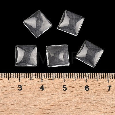 Transparent Glass Square Cabochons GGLA-S022-10mm-1