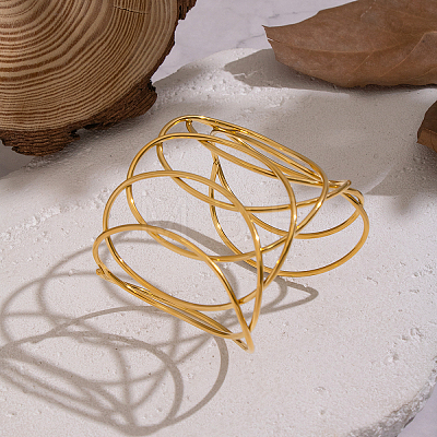 304 Stainless Steel Multi-Layer Wire Cuff Bangles YO5072-1