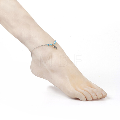 Synthetic Turquoise Charms Anklets AJEW-AN00234-1