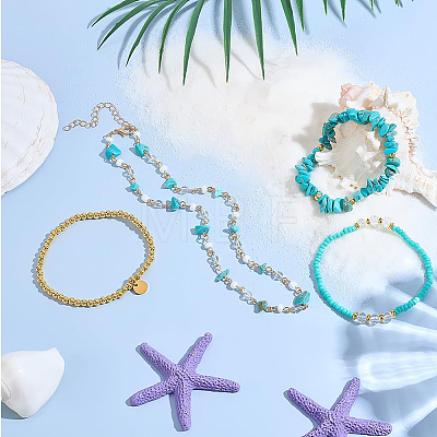 Synthetic Turquoise Jewelry Earring & Necklace & Bracelet Sets SJEW-PH0001-19-1