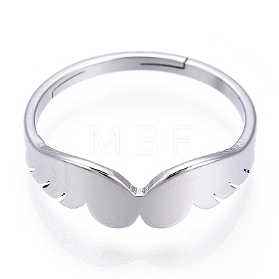 304 Stainless Steel Wing Adjustable Ring for Women RJEW-T027-10P-1