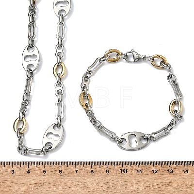 201 Stainless Steel Chain Necklaces & Chain Bracelets SJEW-G087-01GP-1