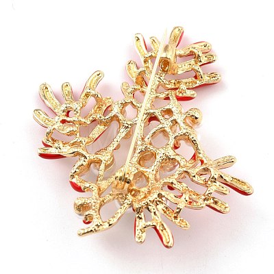 Coral Shape Alloy Brooch with Resin Pearl JEWB-O009-19-1