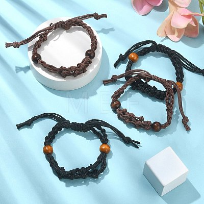 4Pcs 2 Colors Waxed Cotton Macrame Pouch Empty Stone Holder for Link Braclets Making BJEW-CJ0001-03-1