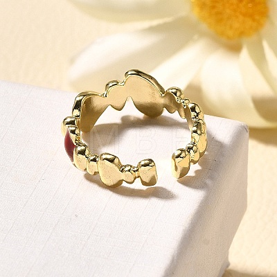 Brass Enamel Cuff Rings for Women RJEW-U040-01G-02-1