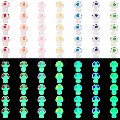 80Pcs 8 Colors Luminous Resin Mushroom Display Decoration JX878A-1