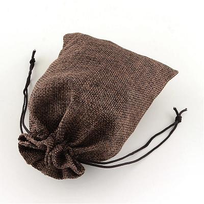 Polyester Imitation Burlap Packing Pouches Drawstring Bags ABAG-R004-18x13cm-10-1