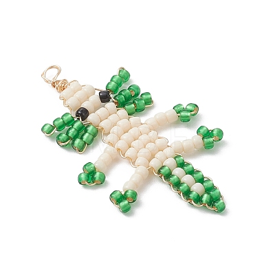 Copper Wire Wrapped Beaded Fish Charms PALLOY-MZ01088-1