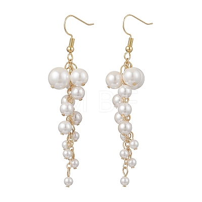 Shell Pearl Round Dangle Earrings EJEW-JE06842-1