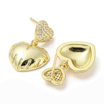 Rack Plating Real 18K Gold Plated Brass Micro Pave Cubic Zirconia Dangle Stud Earrings EJEW-F331-08G-02-1