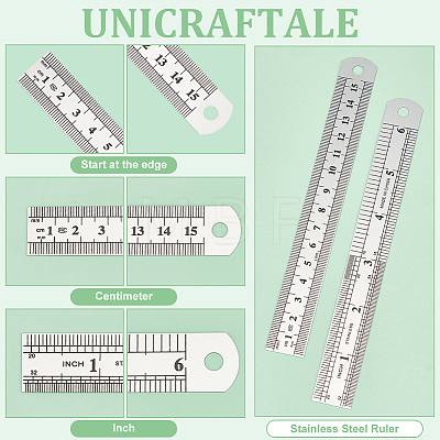 Unicraftale 20Pcs Stainless Steel Ruler TOOL-UN0001-35-1