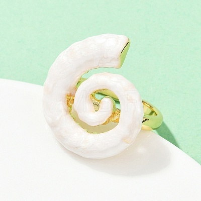 Brass Enamel Adjustable Cuff Rings for Women RJEW-G357-01B-1