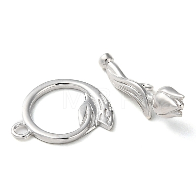 Rhodium Plated 925 Sterling Silver Toggle Clasps STER-D005-08P-1