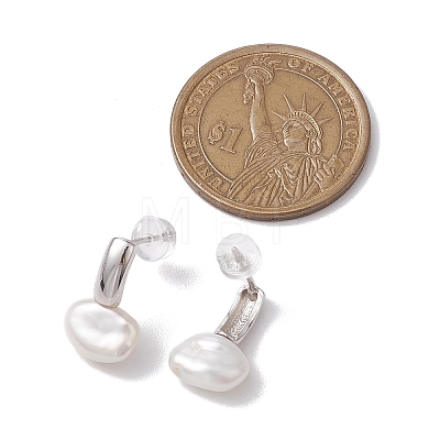 Natural Pearl Ear Studs EJEW-P286-08P-1