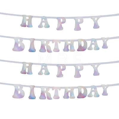 2 Sets Laser Paper Word Happy Birthday Garlands AJEW-HY0001-21-1