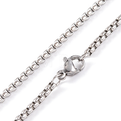 304 Stainless Steel Box Chain Necklaces NJEW-P304-01A-1