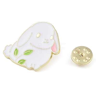 Bunny Zinc Alloy Enamel Brooch JEWB-C034-07B-G-1