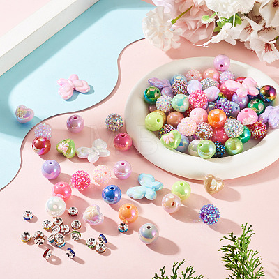 140Pcs 5 Styles UV Plating Opaque Acrylic Beads DIY-TA0015-59-1