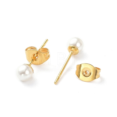 Plastic Imitation Pearl Stud Earrings X-STAS-D0001-03-G-B-1