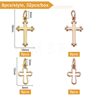 BENECREAT 32Pcs 4 Style Brass Pendants KK-BC0002-59-1
