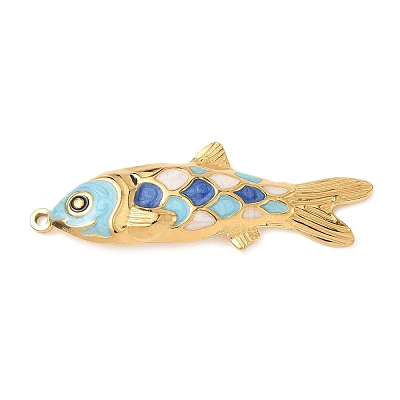 304 Stainless Steel Enamel Big Pendants X-STAS-L026-07G-01-1